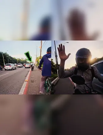 Ciclista e influenciador Azul Sky registra invasão de ciclofaixa por motociclistas na Avenida Centenário, em Belém, e acaba sendo agredido durante a gravação do vídeo