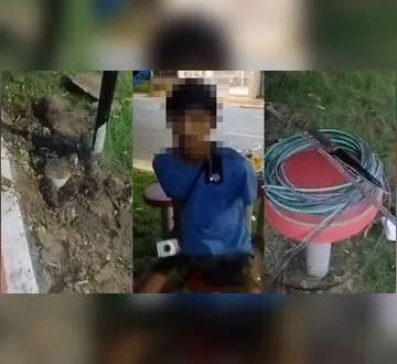 Imagem ilustrativa da imagem Vídeo: ladrão de fiação elétrica é preso em flagrante em Belém