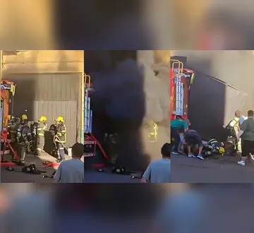 Imagem ilustrativa da imagem VÍDEO: explosão em incêndio deixa bombeiros feridos no RS
