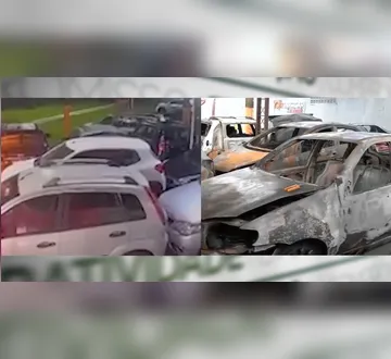 Imagem ilustrativa da imagem Vídeo: incêndio em loja de carros pode ter gerado prejuízo de até R$ 700 mil