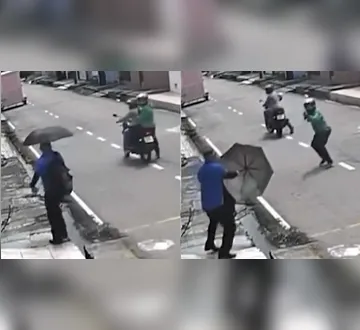 Imagem ilustrativa da imagem VÍDEO: homem usa guarda-chuva e escapa de assalto em Ananindeua