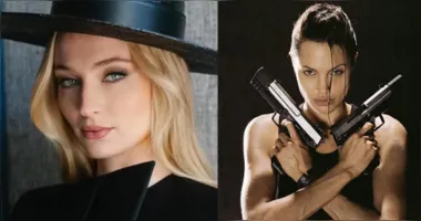 Sophie Turner como Lara Croft personagem que ficou famosa nos cinemas por Angelina Jolie.