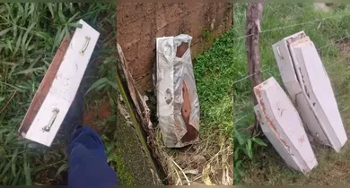 Chuva derruba muro de funerária e caixões param em rio