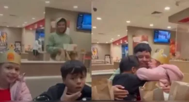 A cena foi registrada em uma lanchonete