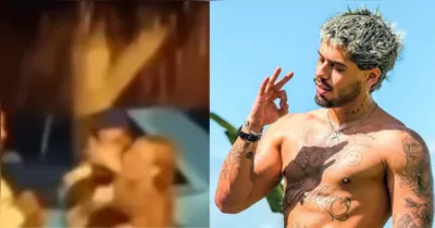 Zé Felipe durante gravação de clipe em Angra dos Reis; cantor foi flagrado em clima íntimo com influenciadora nos bastidores.