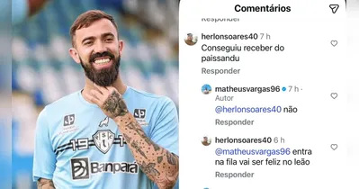Matheus Vargas responde comentárioem sua rede social.