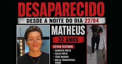 Desaparecido desde a noite da última quarta-feira (22), Matheus, de 22 anos, é procurado por familiares e amigos.
