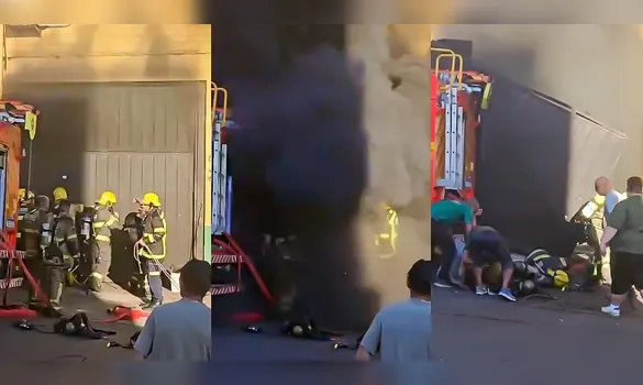 Imagem ilustrativa da imagem VÍDEO: explosão em incêndio deixa bombeiros feridos no RS