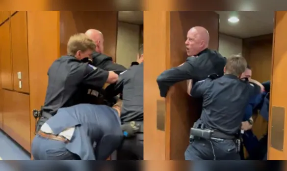 Imagem ilustrativa da imagem Seguranças quebram braço de manifestante no Senado dos EUA&nbsp;