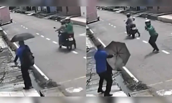 Imagem ilustrativa da imagem VÍDEO: homem usa guarda-chuva e escapa de assalto em Ananindeua