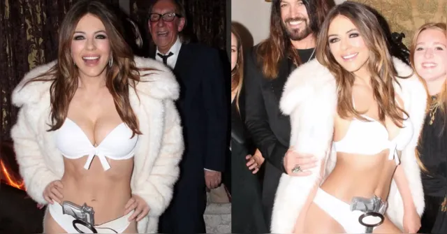 Imagem ilustrativa da notícia Aos 60 anos, Elizabeth Hurley surge de biquíni em festa e impressiona
