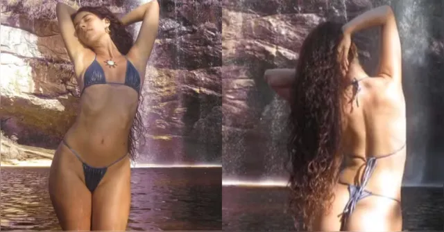 Imagem ilustrativa da notícia Marina Sena posa em cachoeira e biquíni minúsculo chama atenção