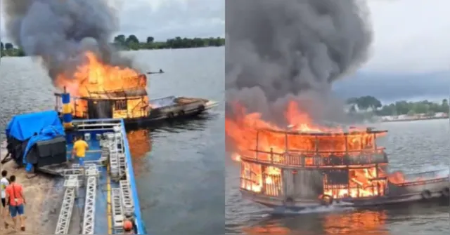 Imagem ilustrativa da notícia Embarcação é destruída pelo fogo dentro de rio na cidade de Portel