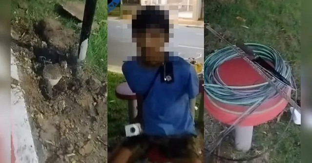 Imagem ilustrativa da notícia Vídeo: ladrão de fiação elétrica é preso em flagrante em Belém