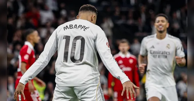 Imagem ilustrativa da notícia Real Madrid vence e Mbappé iguala recorde de Cristiano Ronaldo