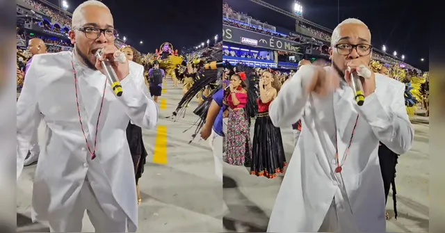 Imagem ilustrativa da notícia Intérprete canta na Sapucaí mesmo depois de sofrer fratura exposta