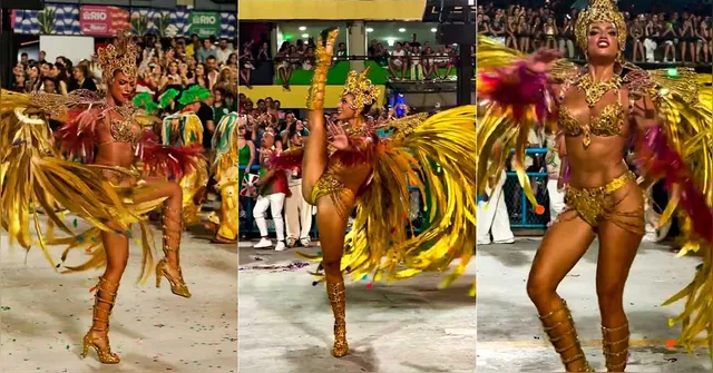 Imagem ilustrativa da notícia Alane Dias brilha na Sapucaí com fantasia feita de garrafa pet