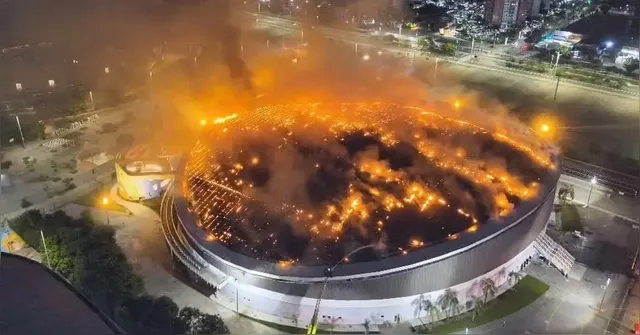 Imagem ilustrativa da notícia Incêndio atinge velódromo olímpico no Rio e causa preocupação