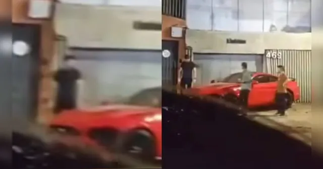 Imagem ilustrativa da notícia Belém: Motorista perde controle de Mustang e bate em carros e casa