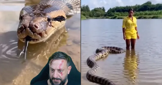 Imagem ilustrativa da notícia VÍDEO: a verdade sobre sucuri gigante ao lado de mulher que viralizou