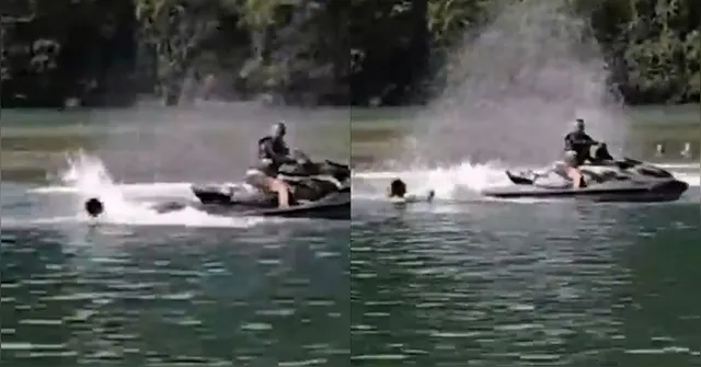 Imagem ilustrativa da notícia Homem derruba e tenta atropelar companheira com moto aquática 