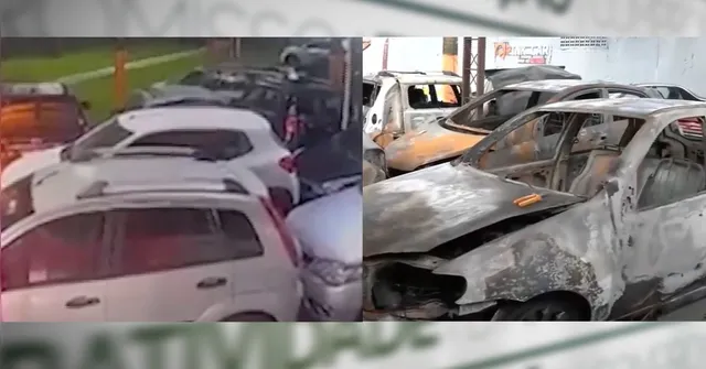 Imagem ilustrativa da notícia Vídeo: incêndio em loja de carros pode ter gerado prejuízo de até R$ 700 mil