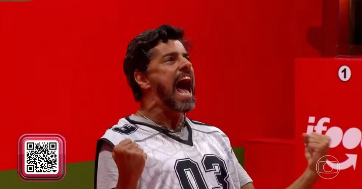 Alberto Cowboy comemora vitória na Prova do Líder e assume o posto pela quarta vez no BBB 26.