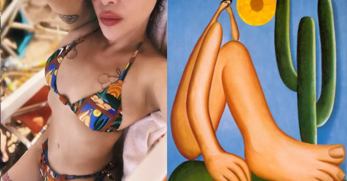 Cantora compartilhou momentos de descanso na praia e chamou atenção pelo visual inspirado em um dos maiores símbolos do modernismo brasileiro.