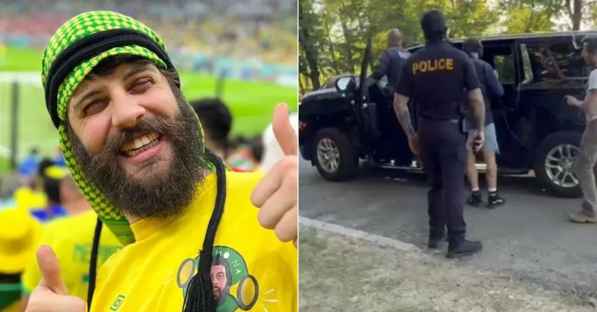 Diogo Defante foi abordado por policiais nos arredores do MetLife Stadium durante a cobertura da estreia do Brasil na Copa do Mundo.