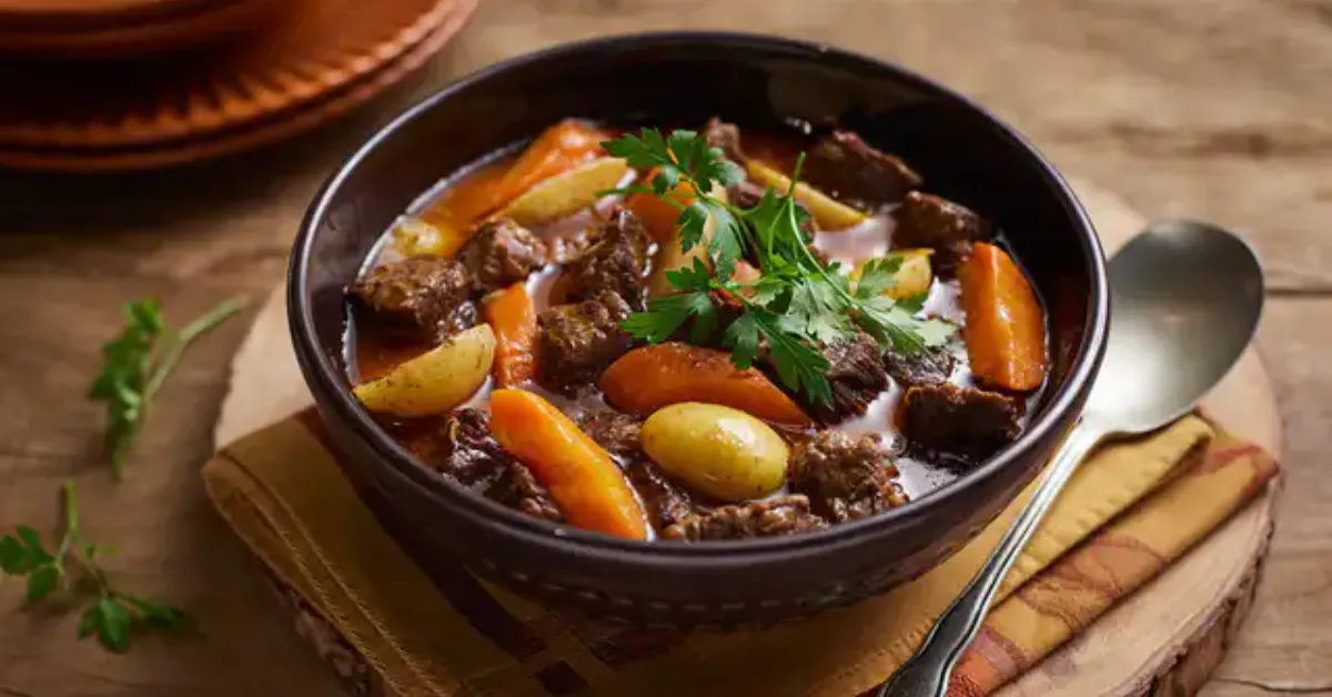 Receita de carne de panela com batata e cenoura rende um prato saboroso, com carne macia e legumes cozidos no ponto certo.