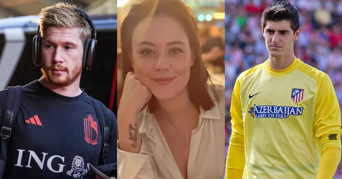 Caroline Lijnen ganhou notoriedade após ser apontada como personagem central da história que colocou fim à amizade entre Kevin De Bruyne (esquerda) e Thibaut Courtois (direita).