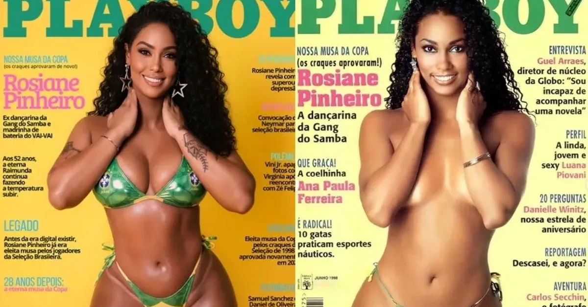 Rosiane Pinheiro recria capa da Playboy da Copa do Mundo de 1998