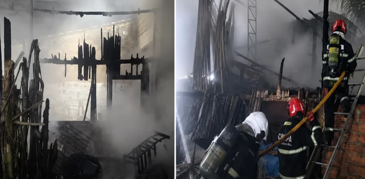 Casas foram destruídas por um incêndio durante a madrugada na Terra Firme, em Belém.