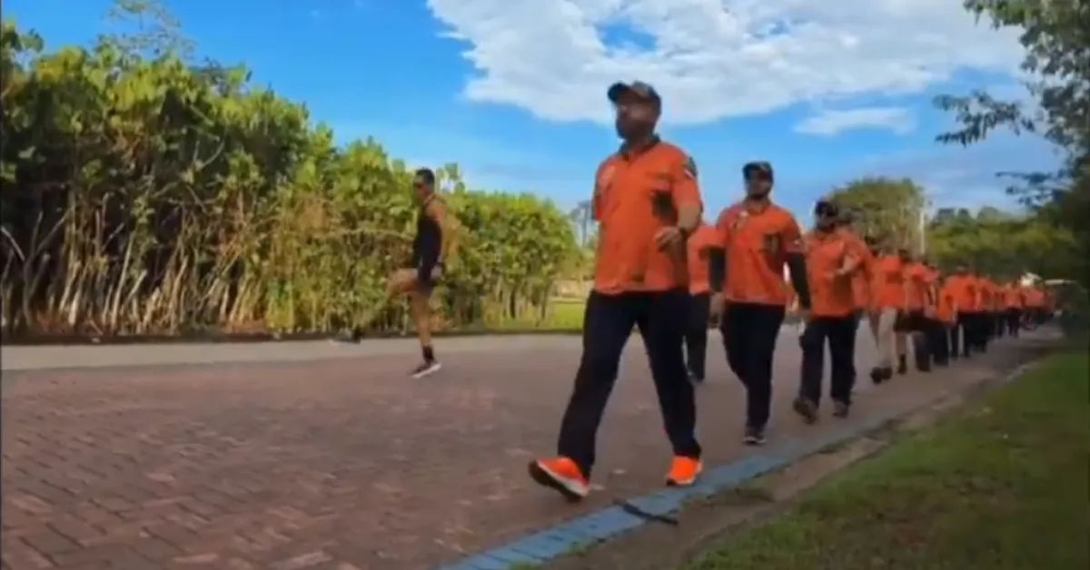 Flagra gravado no Parque do Utinga, em Belém, mostra atleta sendo surpreendido por integrantes dos Legendários.