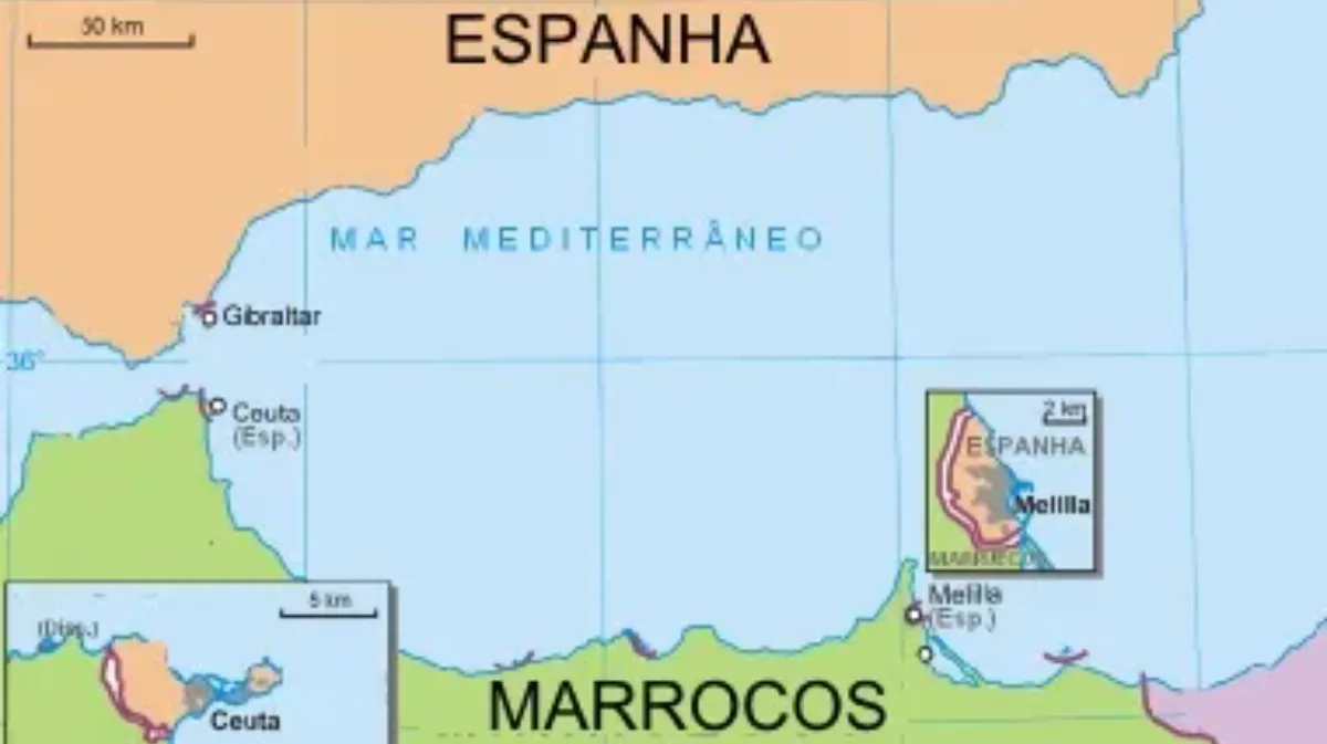 Ceuta e Melilla são enclaves espanhóis localizados no Norte da África, em território reivindicado por Marrocos.