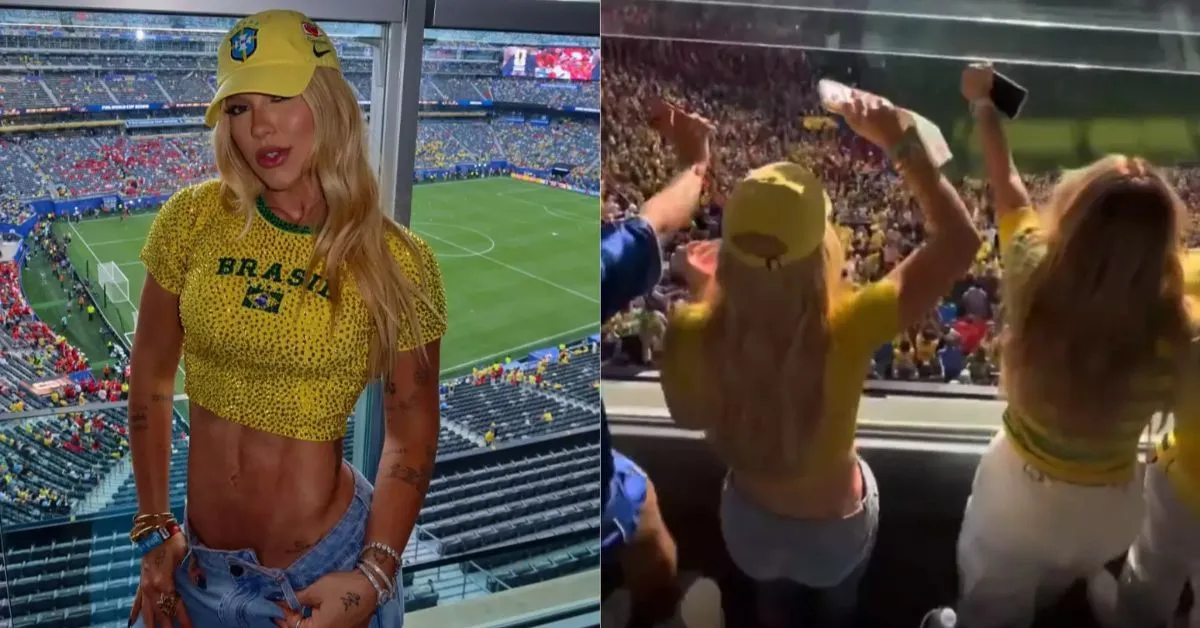 Virginia fez várias postagens no estádio, mas viralizou mesmo quando comemorou o gol do ex