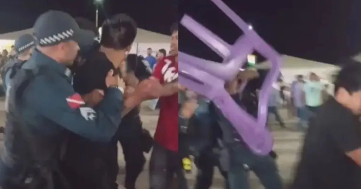 Diante da agressão, os agentes precisaram imobilizar o homem