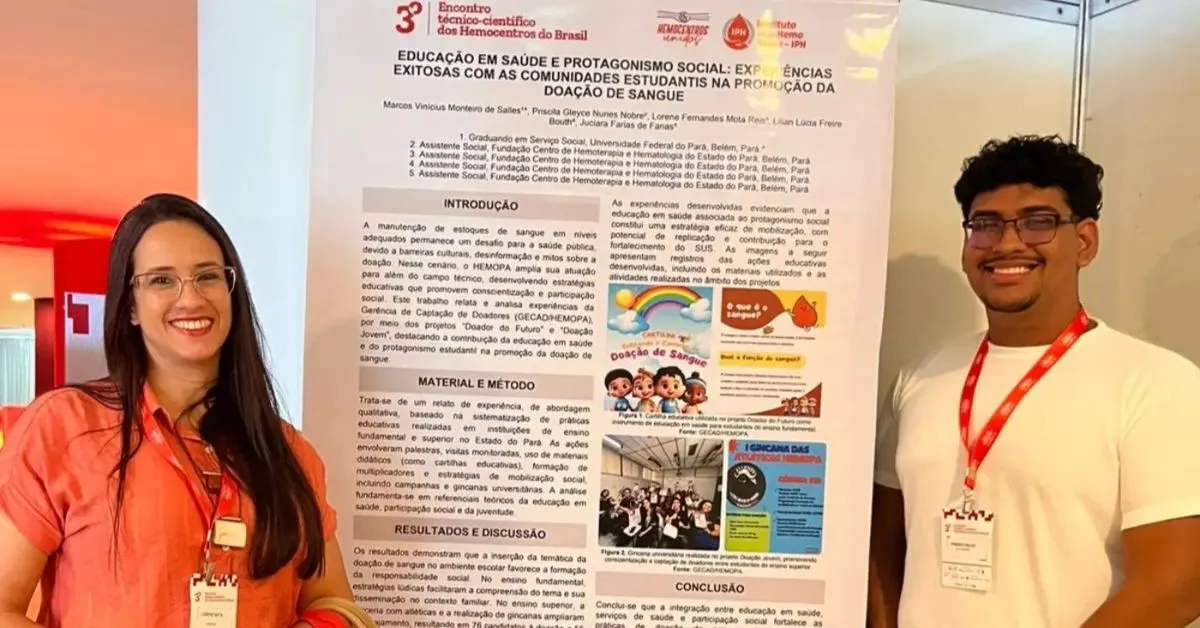 A pesquisa apresentou os resultados das ações desenvolvidas pela Gerência de Captação de Doadores do Hemopa junto a estudantes da educação básica e do ensino superior.