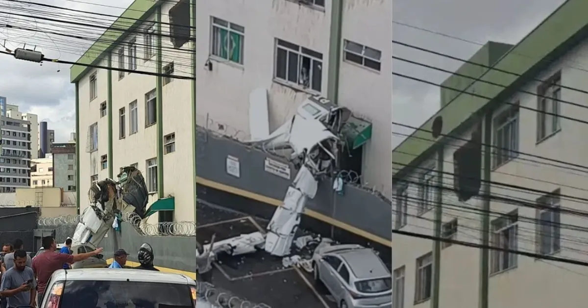 De acordo com os bombeiros, duas pessoas foram retiradas dos destroços com múltiplas fraturas.