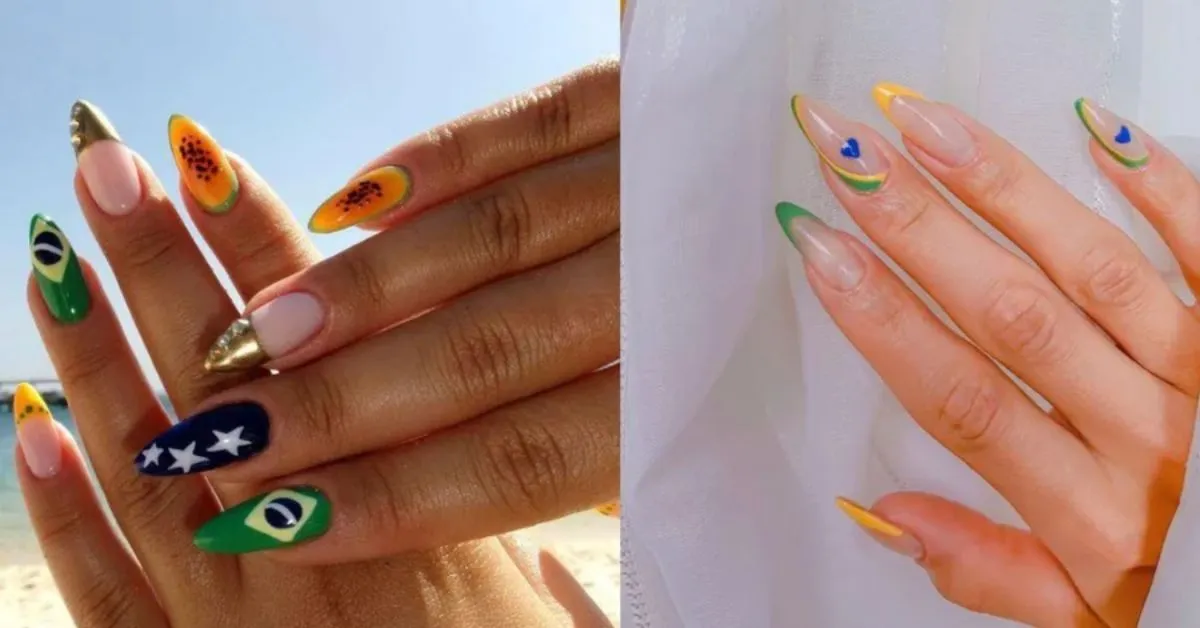 Unhas decoradas representa jeito criativo e estiloso de mostrar a paixão pelo futebol brasileiro.