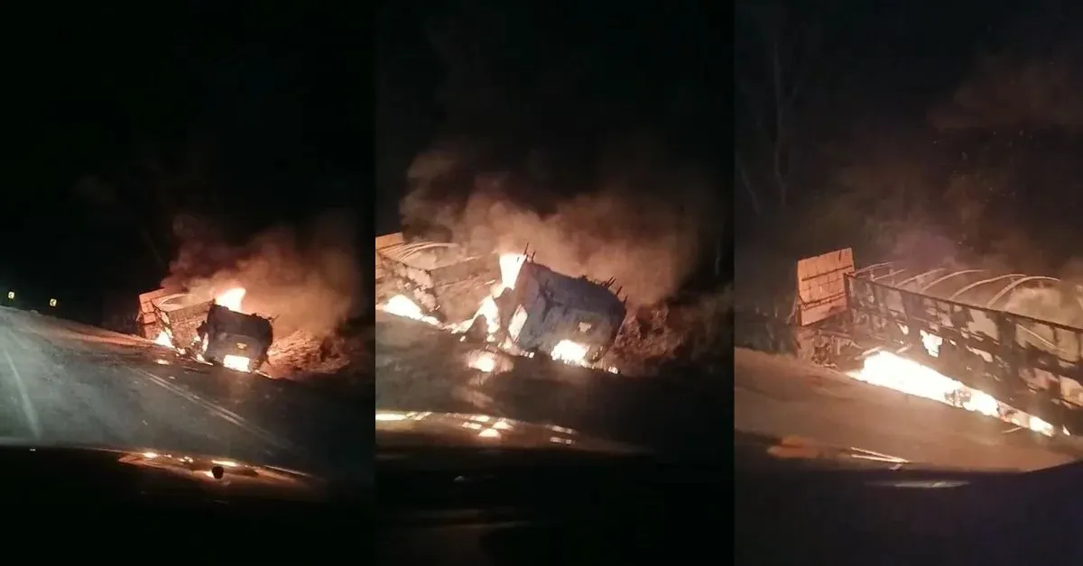 O homem ficou preso dentro do veículo e acabou sendo carbonizado