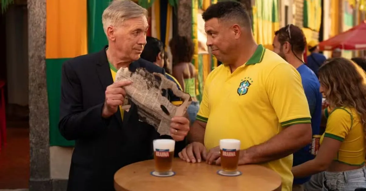 Ancelotti e Ronaldo Fenômeno encabeçam a campanha da cervejaria