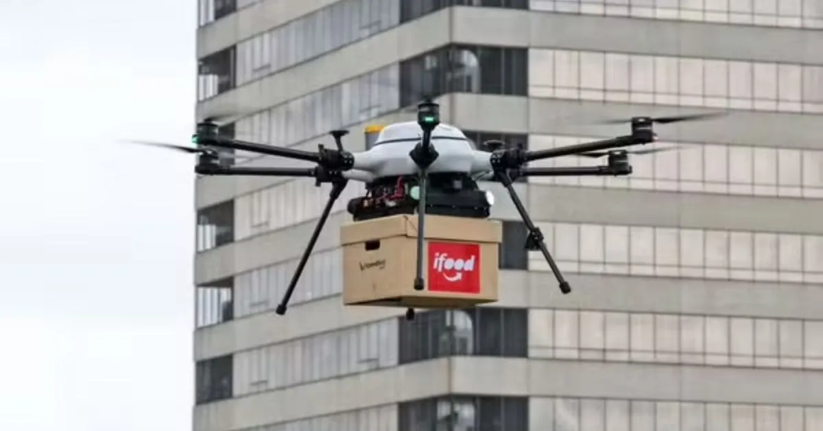 Registro de entregas da empresa Ifood feitas por meio do uso de drones
