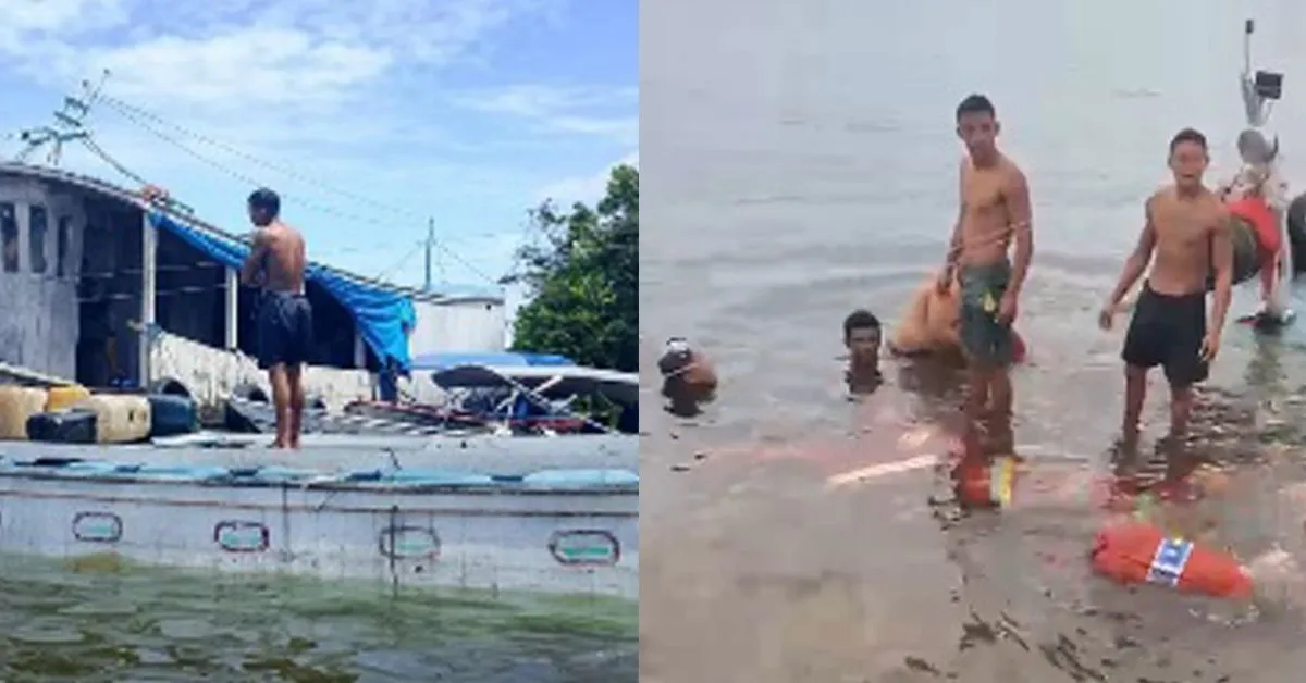 Pescadores mergulharam no rio e ajudaram a recuperar algumas sacas