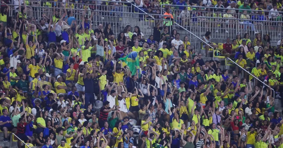 Torcedores celebram o gol de empate da Seleção.