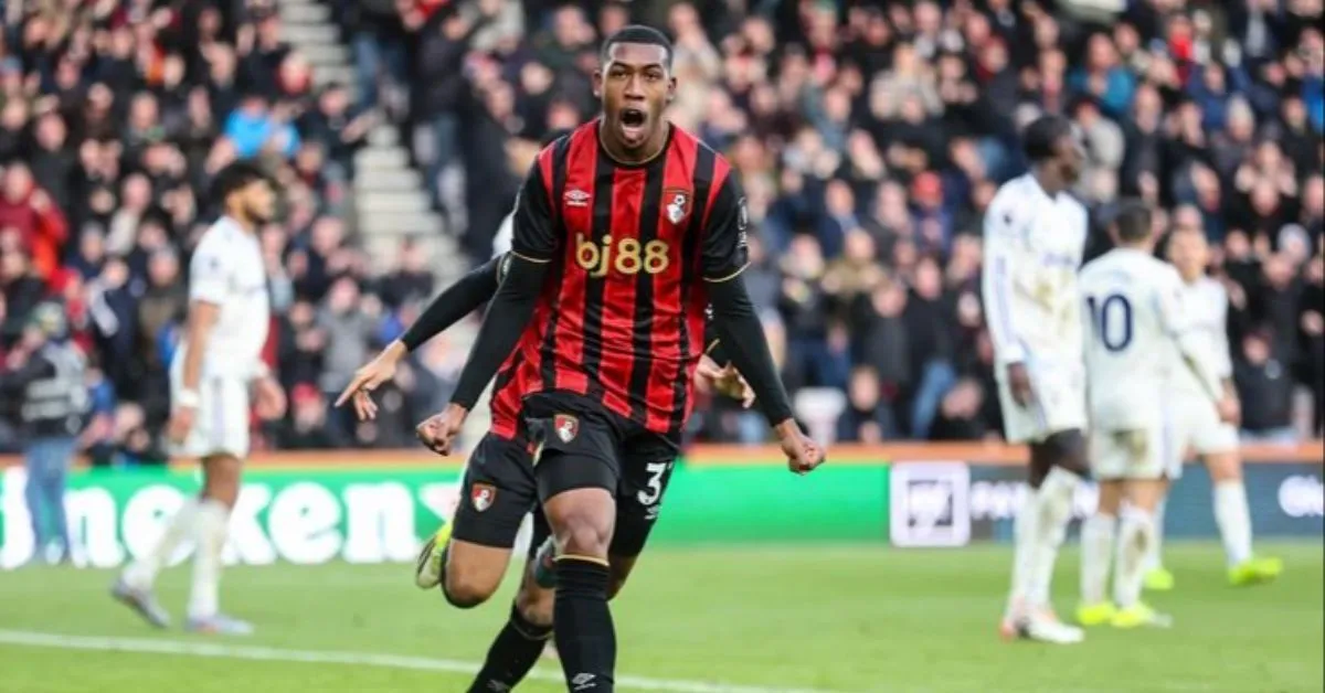 Rayan em ação pelo Bournemouth: atacante foi peça-chave na arrancada histórica do clube na Premier League.