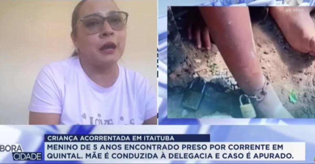 Conselho Tutelar e Polícia Militar atenderam ocorrência em Itaituba após criança de 5 anos ser encontrada acorrentada em quintal de residência.