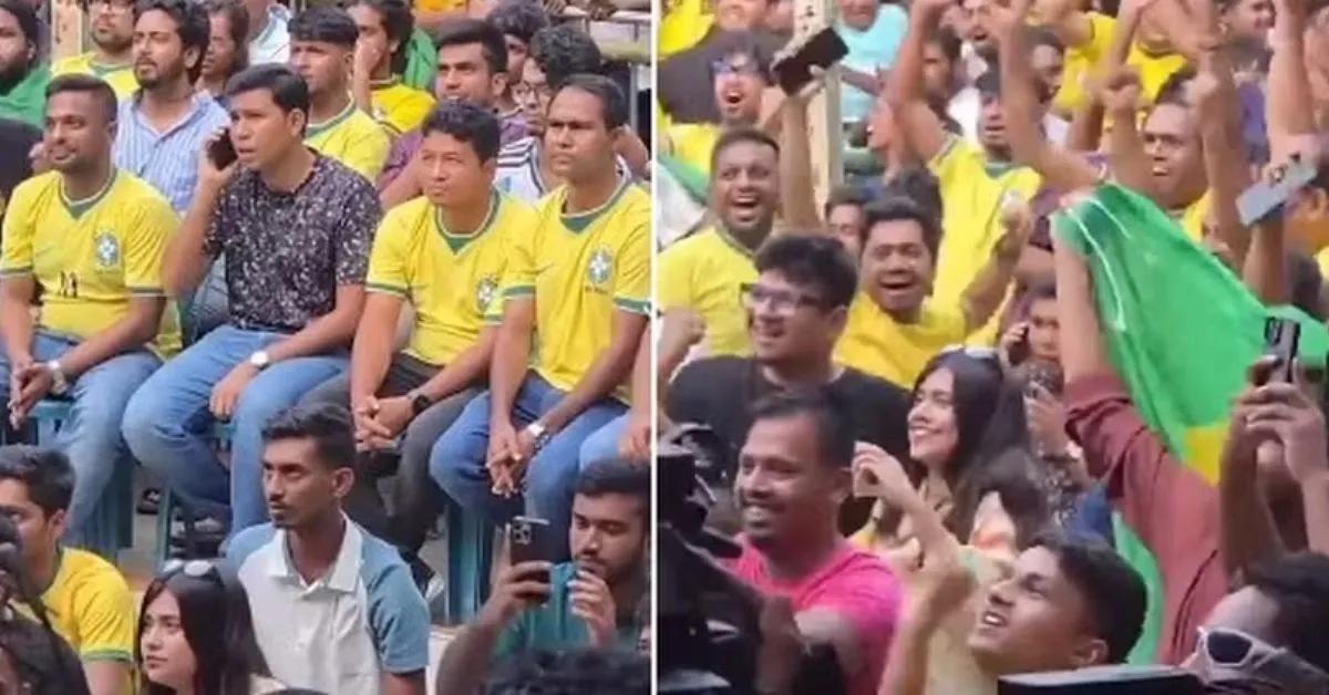 Torcedores de Bangladesh lotam ruas e praças para acompanhar partidas do Brasil durante a Copa do Mundo.