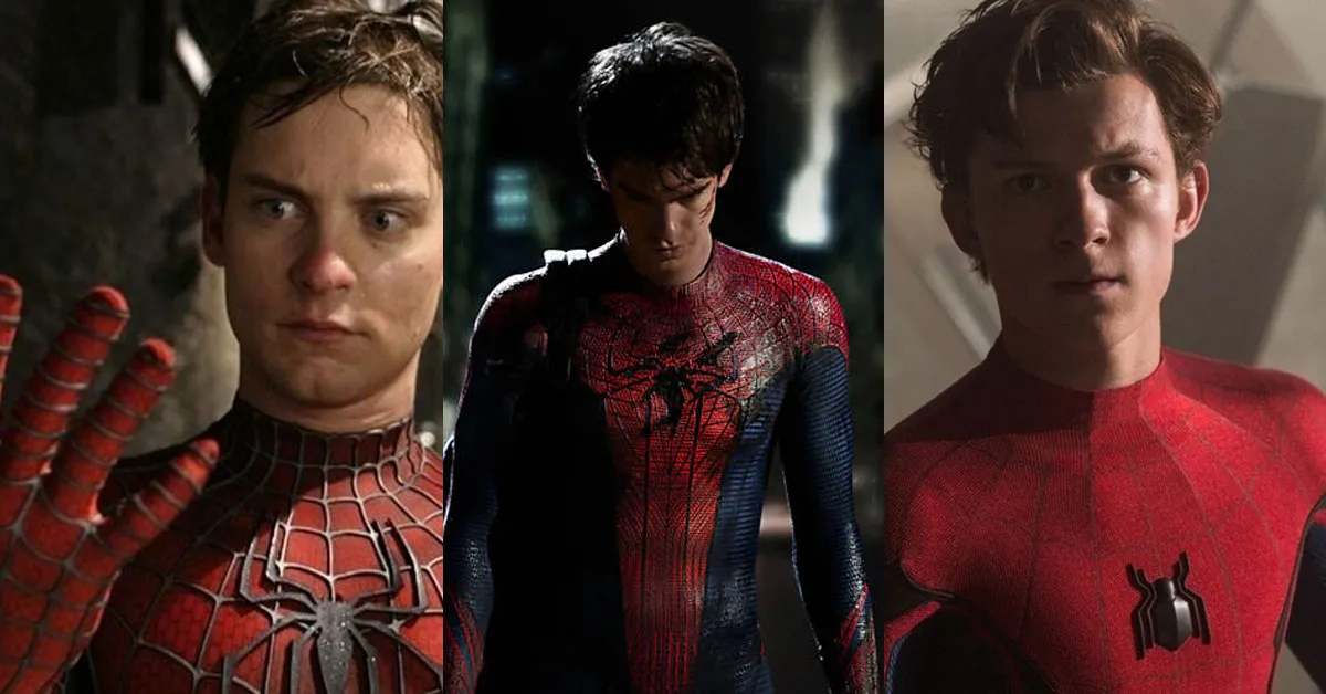 A evolução de Peter Parker: três gerações de heróis que definiram o cinema de super-heróis.