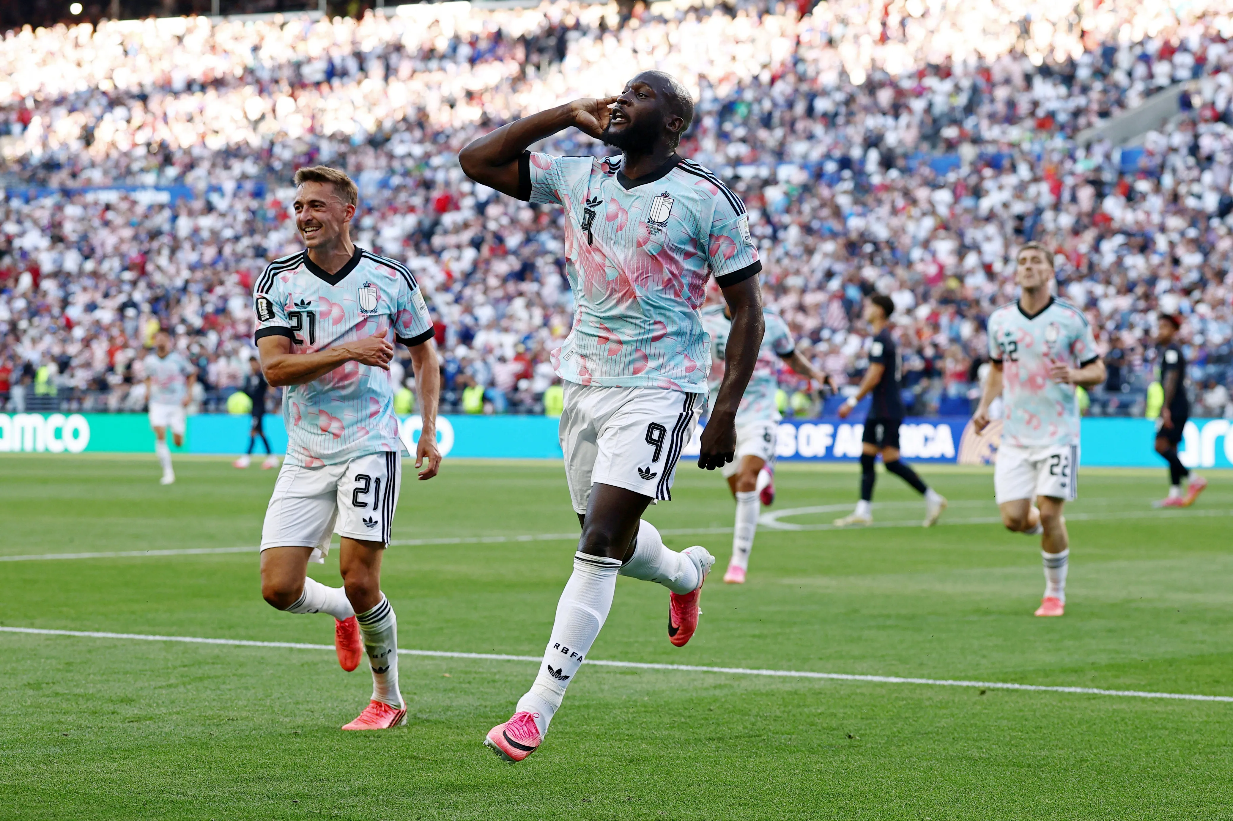 Soccer Football - FIFA World Cup 2026 - Round of 16 - United States v Belgium - Seattle Stadium, Seattle, Washington, U.S. - July 6, 2026 Belgium's Romelu Lukaku celebrates scoring their fourth goal REUTERS/Lee Smith